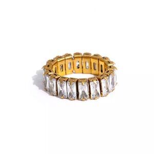 18K Gold Plated Sackable Engagement Ring 7, 6